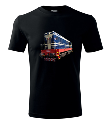 Černé tričko s motorovou lokomotivou t458