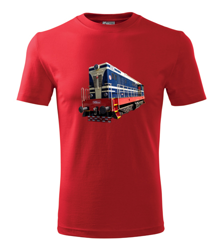 Červené tričko s motorovou lokomotivou t458