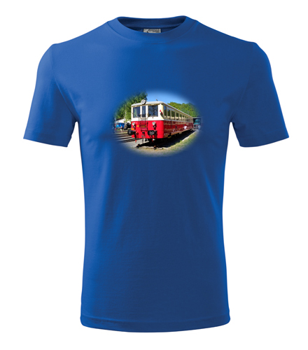 Modré tričko s motorovým vozem 830