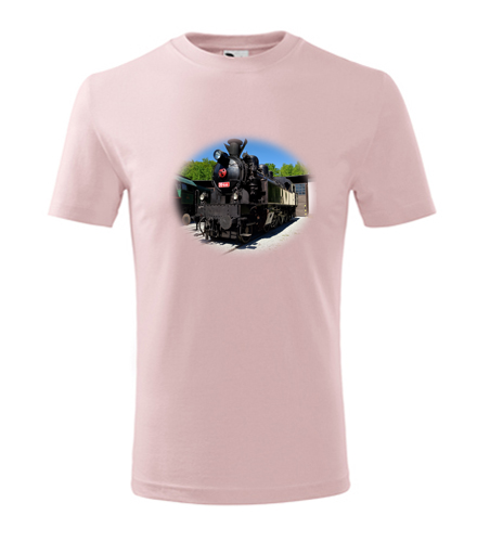 Růžové dětské tričko s parní mašinkou 354
