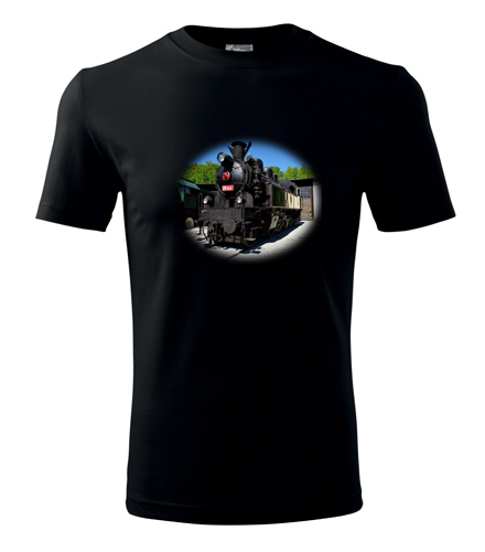 Černé tričko s parní lokomotivou 354 2