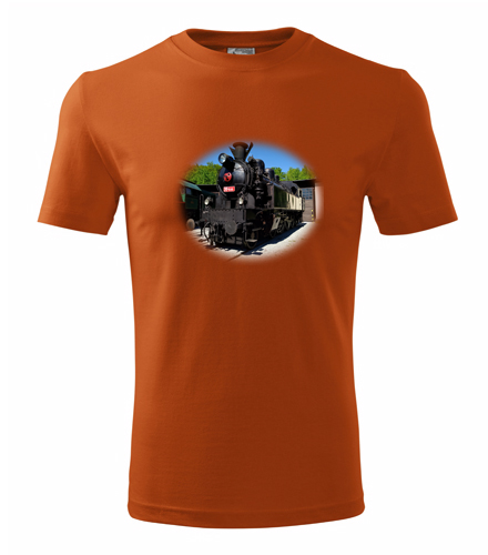 Oranžové tričko s parní lokomotivou 354 2