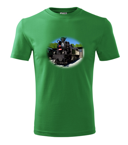 Zelené tričko s parní lokomotivou 354 2
