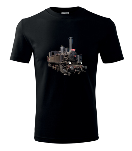 Černé tričko s parní lokomotivou 422