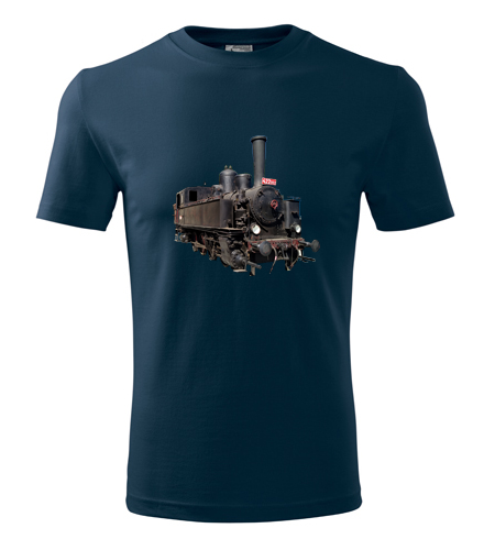 Tmavě modré tričko s parní lokomotivou 422