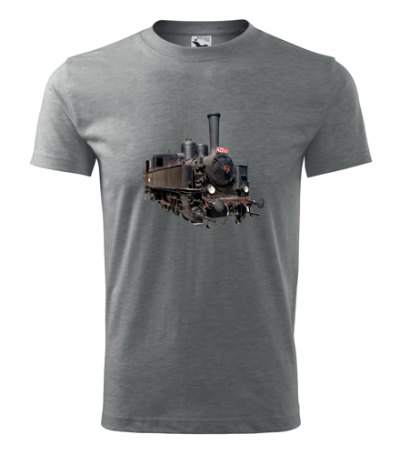 Šedé tričko s parní lokomotivou 422