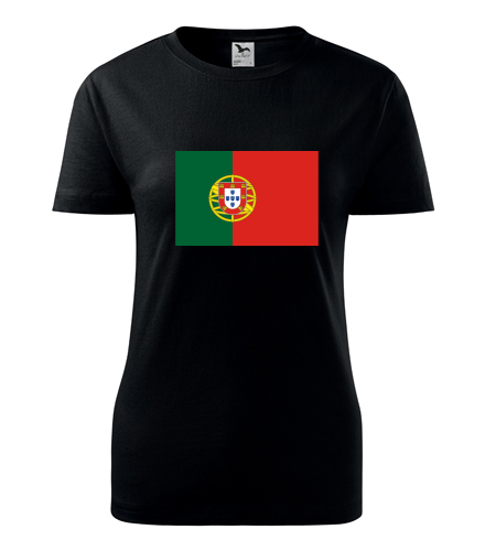 Černé dámské tričko s portugalskou vlajkou