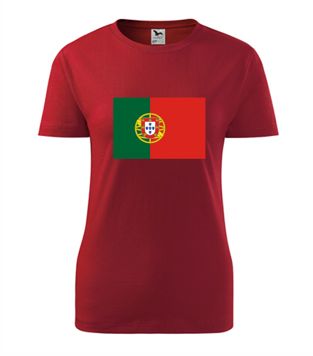 Červené dámské tričko s portugalskou vlajkou