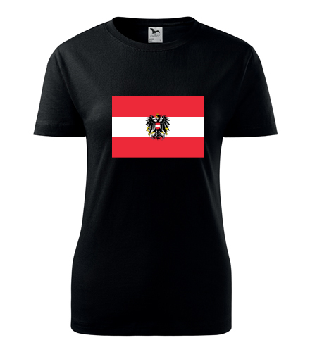 Černé dámské tričko s rakouskou vlajkou