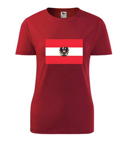 Červené dámské tričko s rakouskou vlajkou