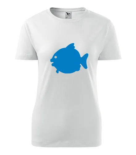 Bílé dámské tričko s rybou