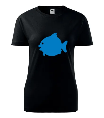 Černé dámské tričko s rybou