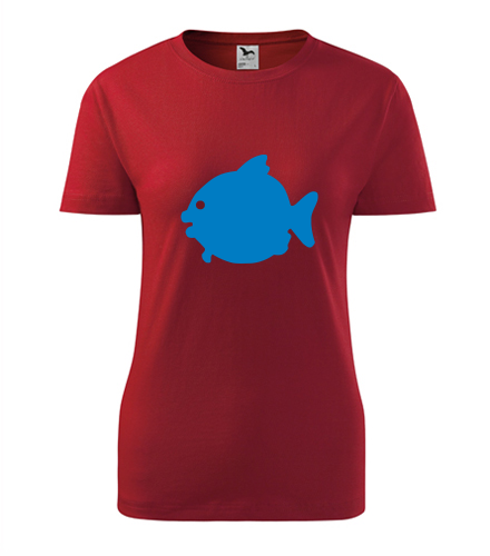 Červené dámské tričko s rybou