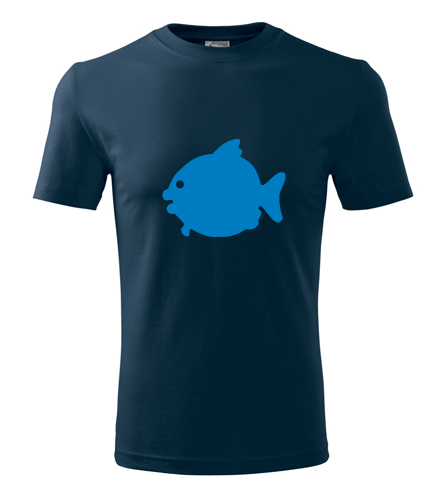 Tmavě modré tričko s rybou