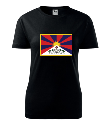Černé dámské tričko s tibetskou vlajkou