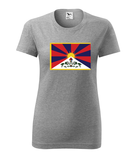 Šedé dámské tričko s tibetskou vlajkou