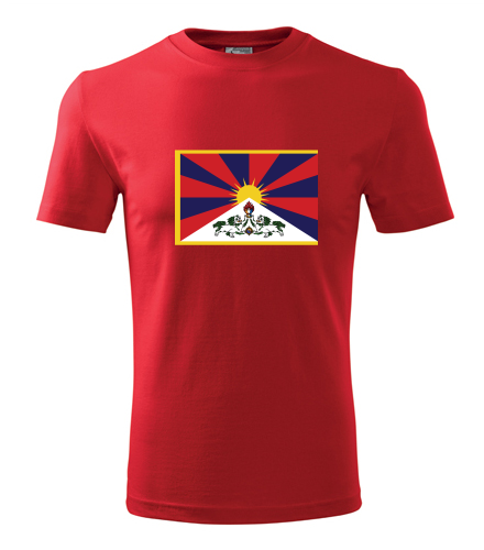 Červené tričko s tibetskou vlajkou