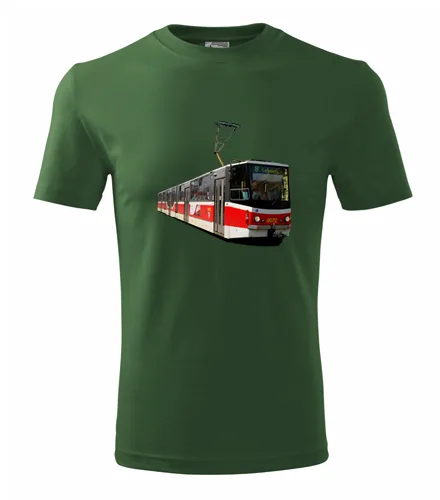 Lahvově zelené tričko s tramvají KT8D5