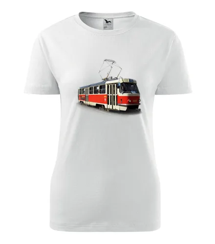 trička s potiskem Bílé dámské tričko s tramvají T3 dámské