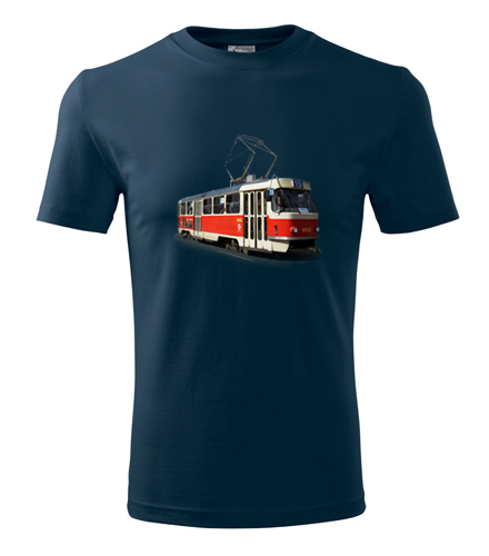 Tmavě modré tričko s tramvají T3