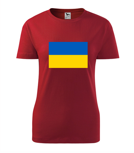 Červené dámské tričko s ukrajinskou vlajkou