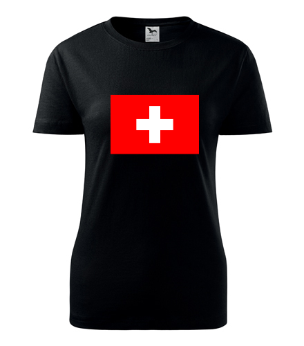 Černé dámské tričko se švýcarskou vlajkou