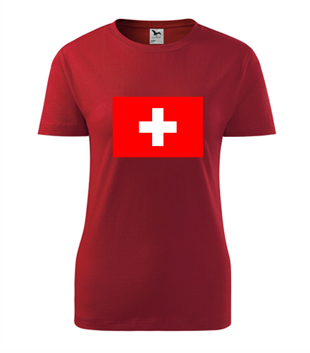 Červené dámské tričko se švýcarskou vlajkou