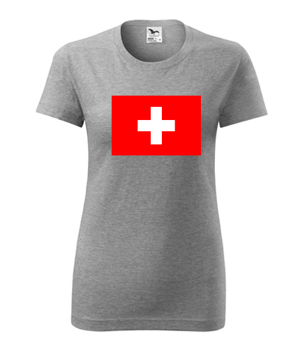 Šedé dámské tričko se švýcarskou vlajkou