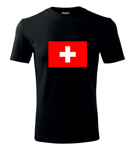 Černé tričko se švýcarskou vlajkou