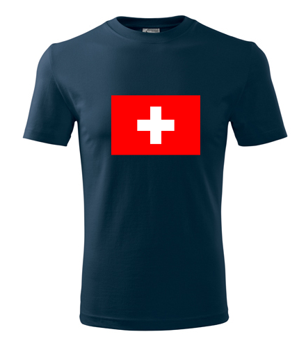 Tmavě modré tričko se švýcarskou vlajkou
