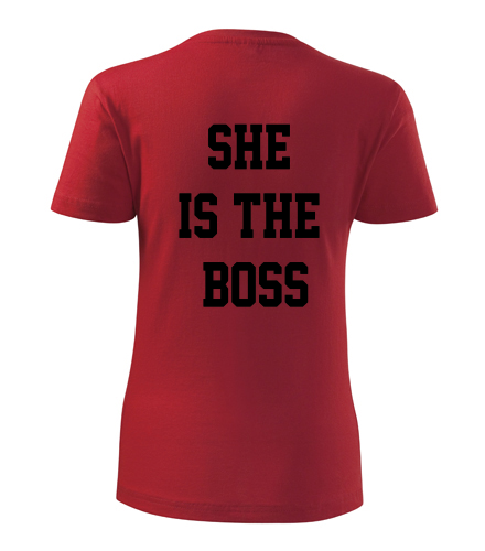 Červené dámské tričko She is the boss