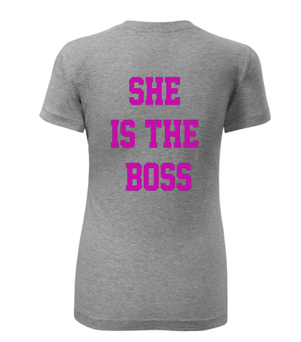 Šedé dámské tričko She is the boss