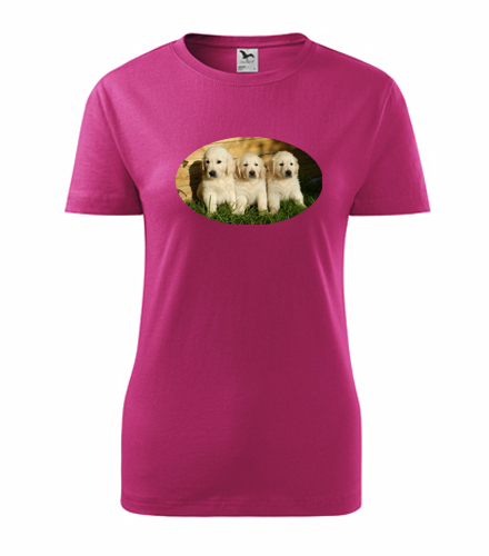 Purpurové dámské tričko se štěňátky