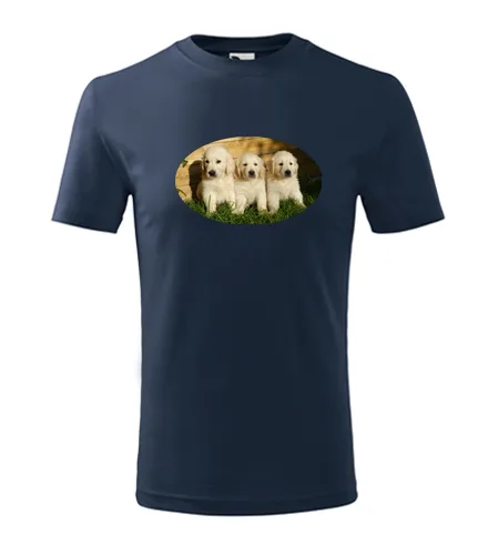 Tmavě modré dětské tričko se štěňátky