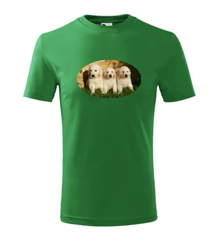 Zelené dětské tričko se štěňátky