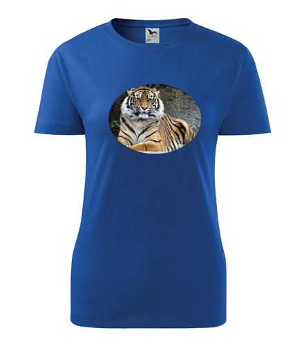 Modré dámské tričko s tygrem