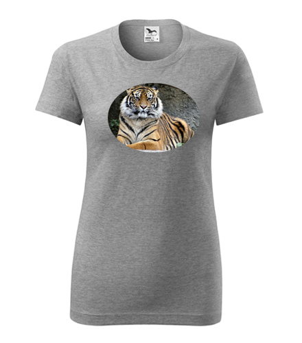 Šedé dámské tričko s tygrem