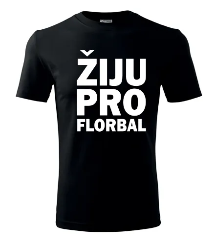 Černé tričko Žiju pro florbal