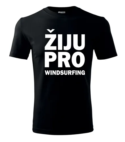 Černé tričko Žiju pro windsurfing