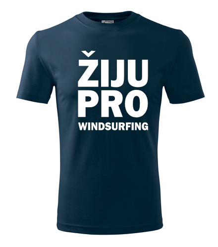 Tmavě modré tričko Žiju pro windsurfing