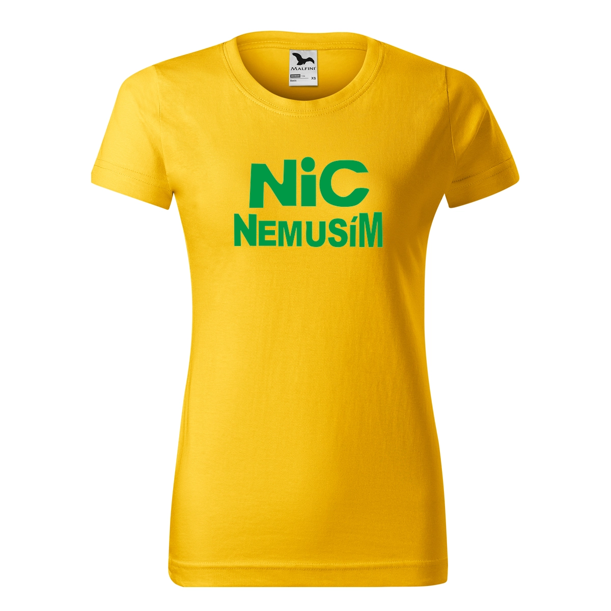 Žluté dámské tričko nic nemusím dámské