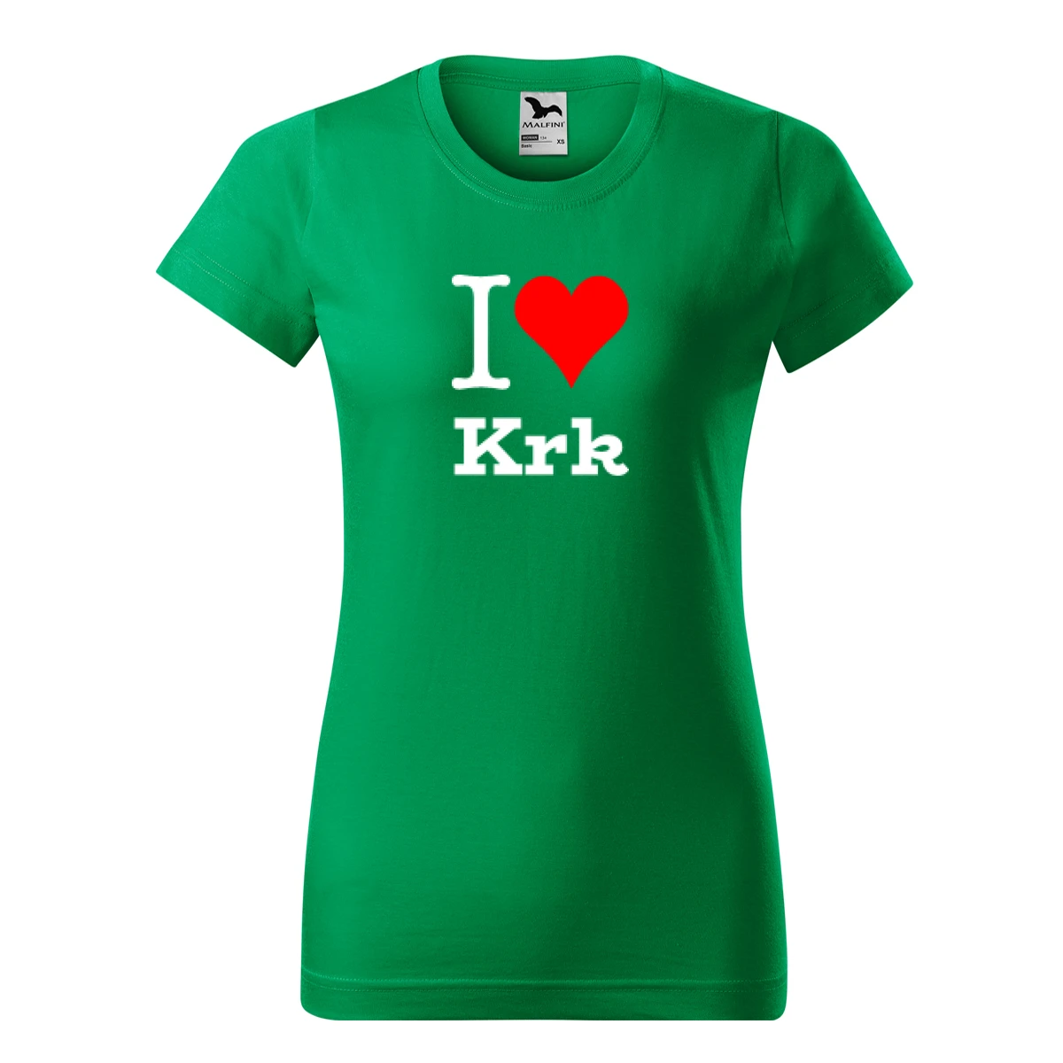 Zelené dámské tričko I love Krk