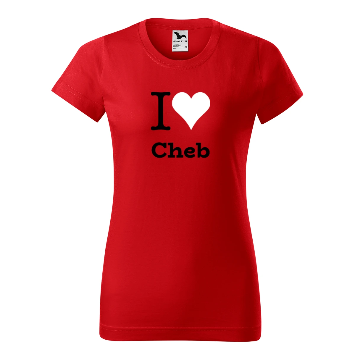 Červené dámské tričko I love Cheb