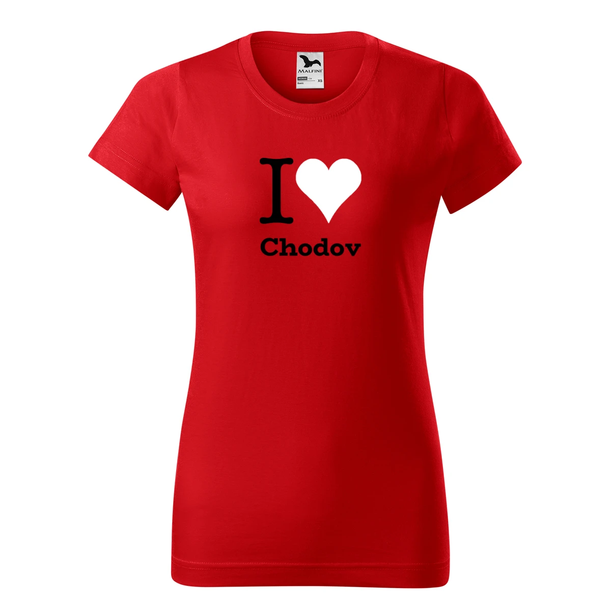 Červené dámské tričko I love Chodov