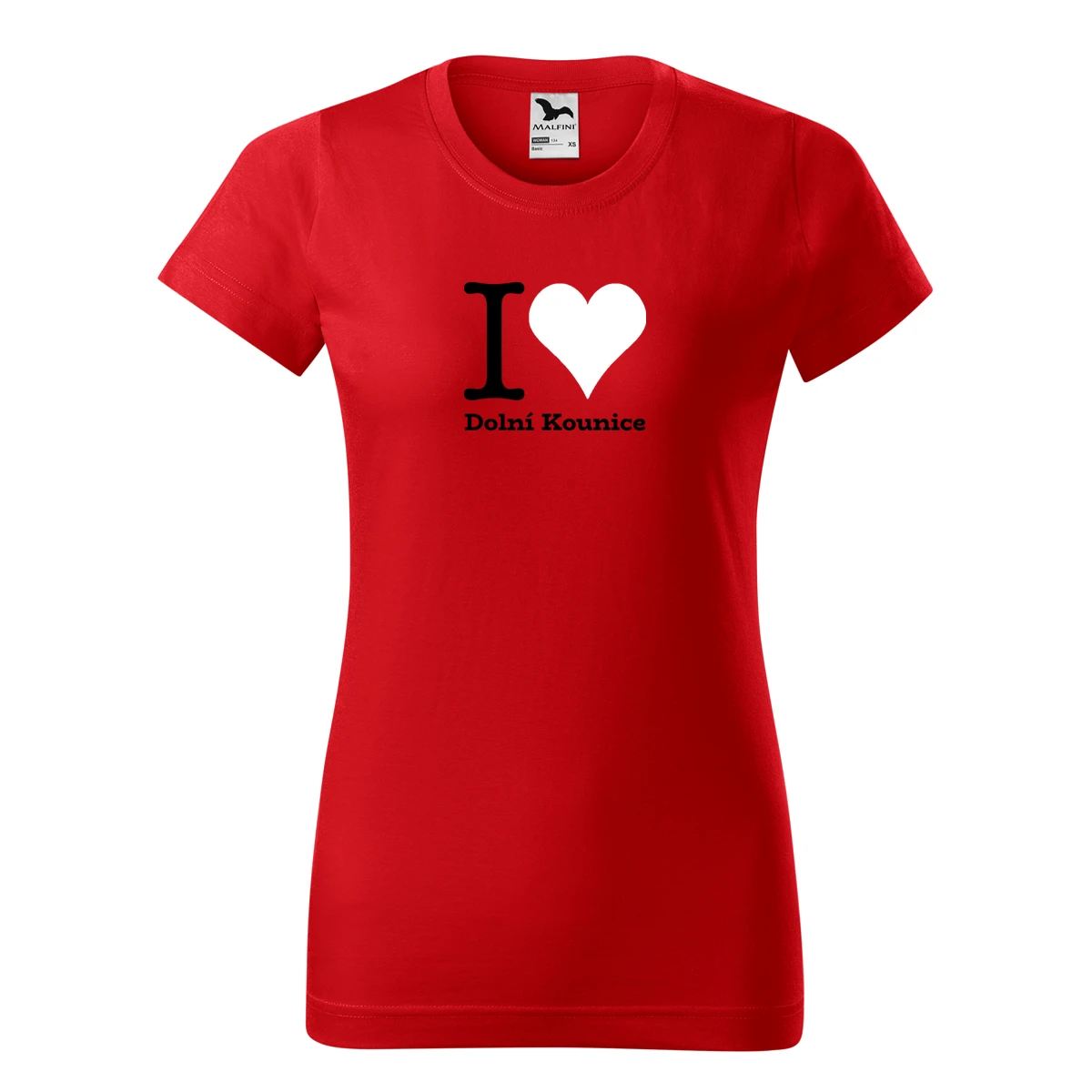 Červené dámské tričko I love Dolní Kounice