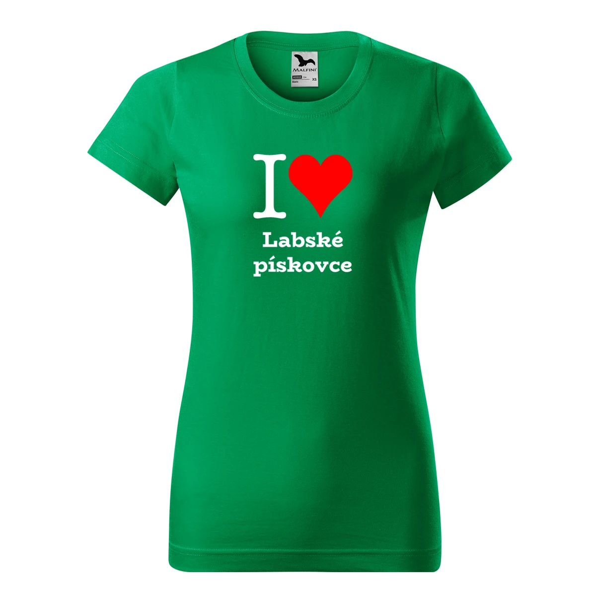 Zelené dámské tričko I love Labské pískovce