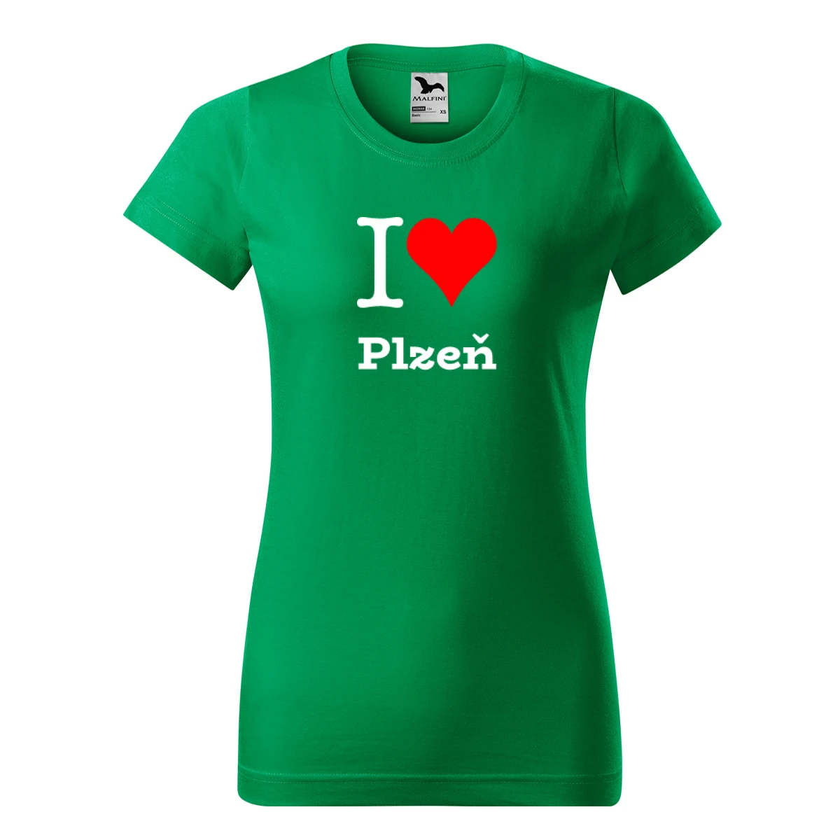Zelené dámské tričko I love Plzeň