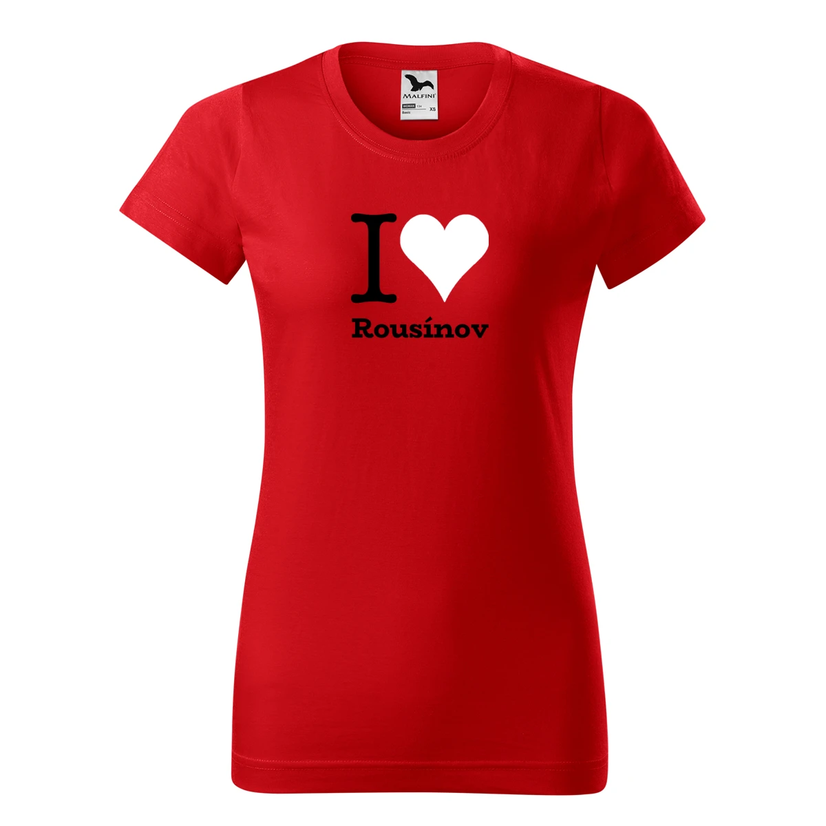 Červené dámské tričko I love Rousínov