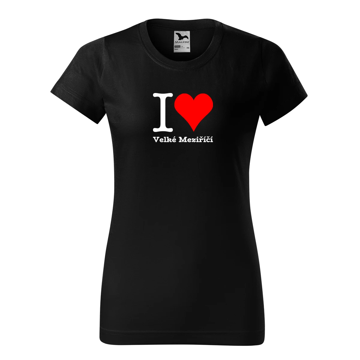 Černé dámské tričko I love Velké Meziříčí