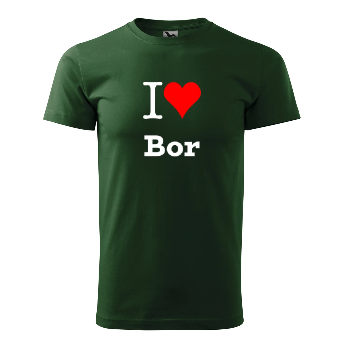 Lahvově zelené tričko I love Bor